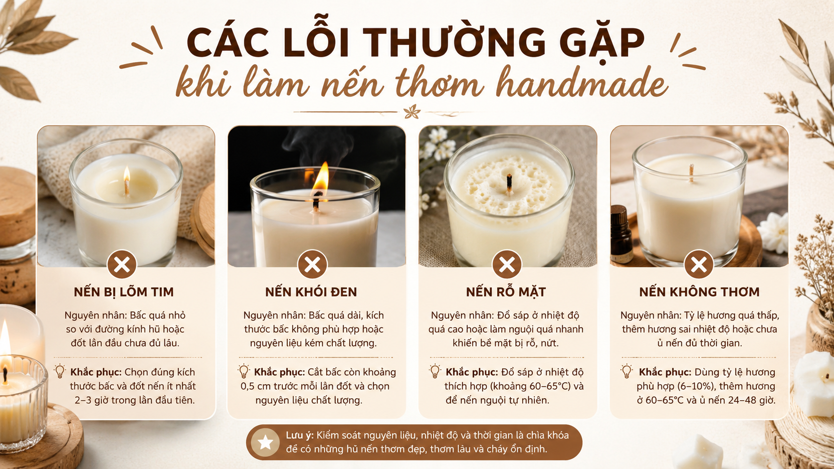 Các lỗi thường gặp khi làm nến thơm handmade tại nhà
