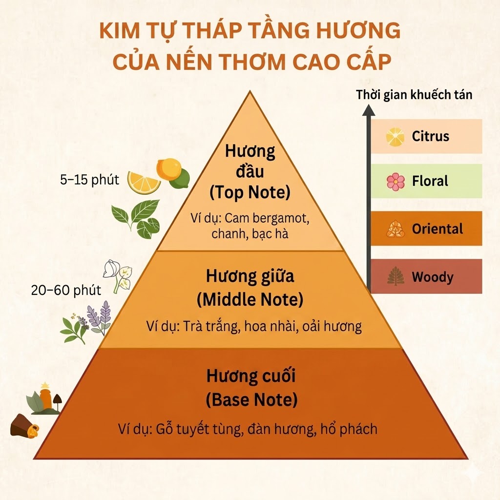 Kim tự tháp các tầng hương của nến thơm cao cấp