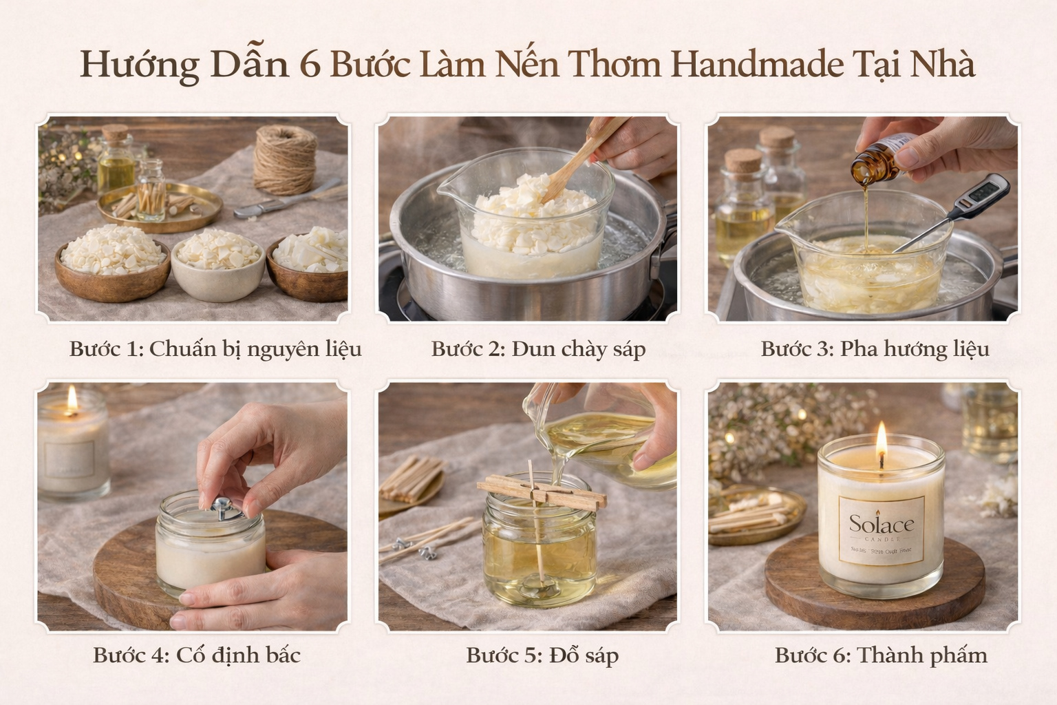 quy trình làm nến thơm handmade tại nhà từng bước