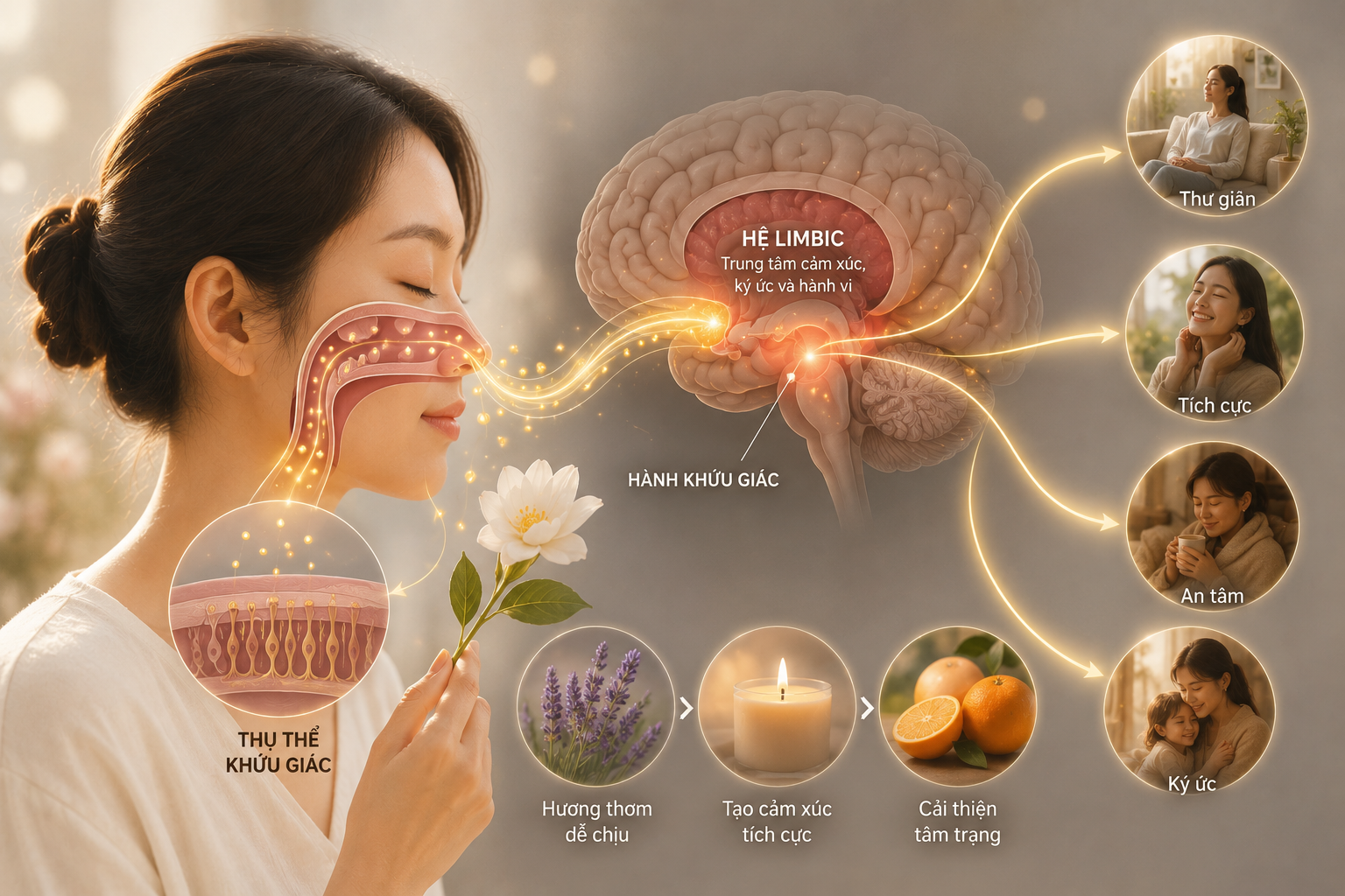 Khứu giác kết nối trực tiếp với vùng não điều khiển cảm xúc