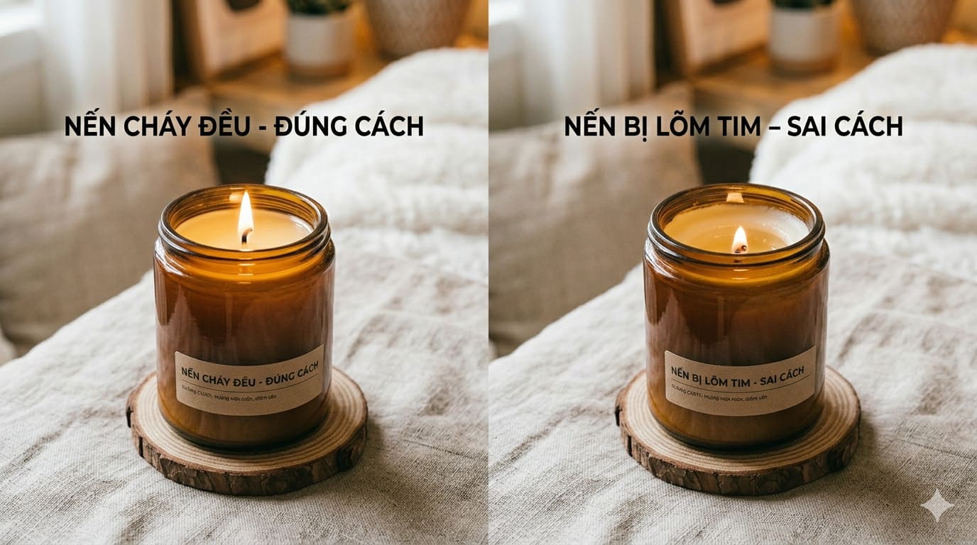 Nến thơm bị lõm tim